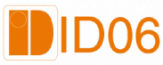 En orange logotyp med en stiliserad bokstav "I" inuti en rektangulär form följt av texten "ID06" i feta orange bokstäver på en transparent bakgrund.